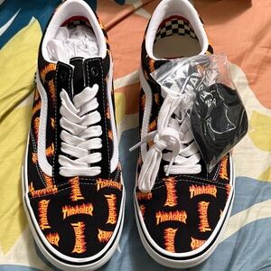 Vans Mens Black and Orange Thrasher Sneakers